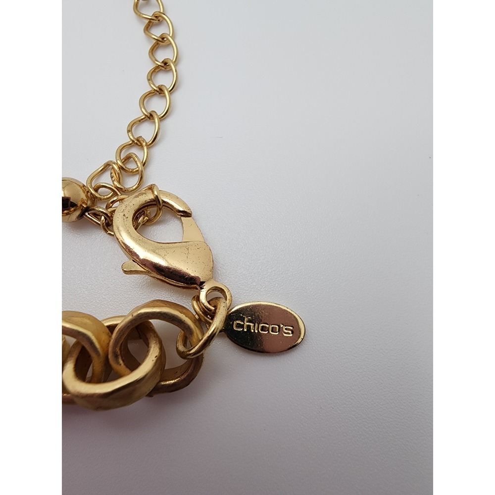 Chico's Gold & Silver Tone Faux Pearl Medallion Cross Pendant Statement Necklace - Picture 7 of 10